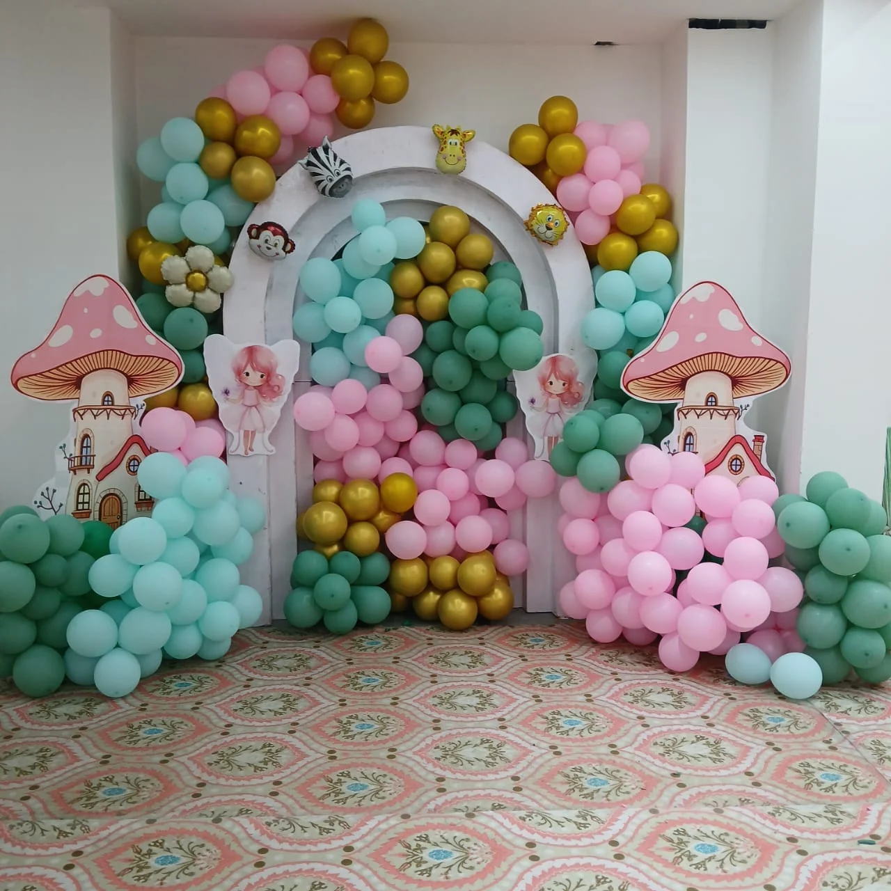 Pastel balloon and fairy-themed birthday decoration by Shine Celebrations