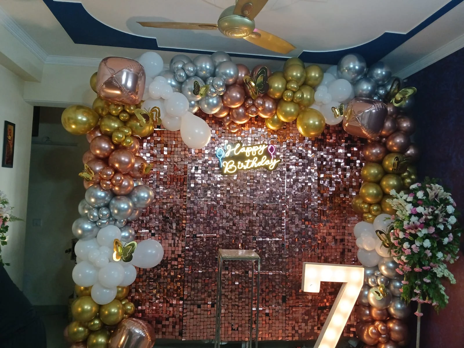 Real bronze and gold birthday decoration by Shine Celebrations